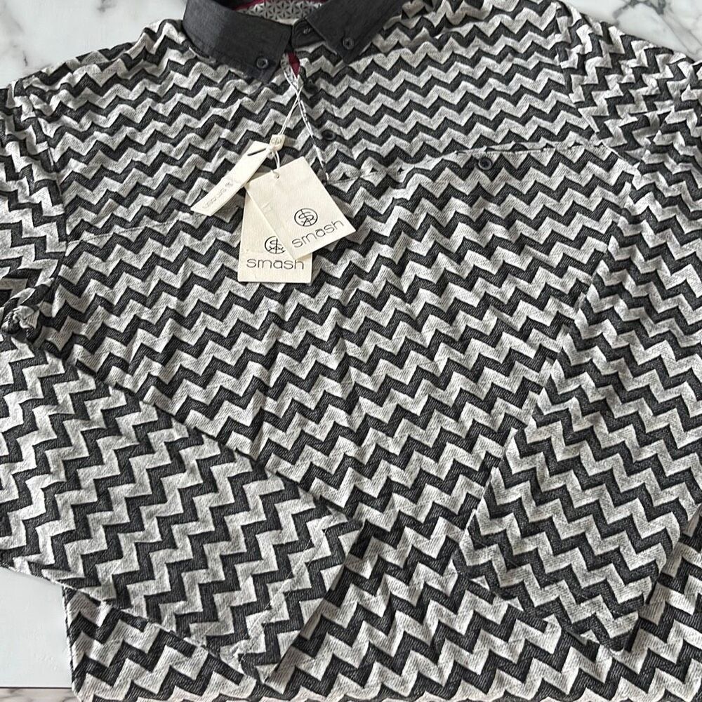 NWT Smash Long Sleeve Chevron Polo Mens Medium